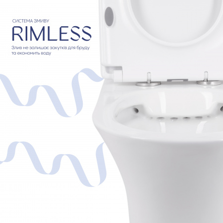 Унітаз-компакт Qtap Presto безобідковий з сідінням Soft-close QT24221217AW