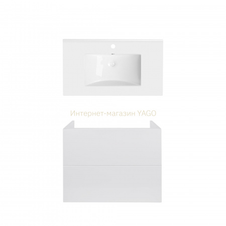 Комплект Qtap тумба підвісна Tern 800х580х437 мм White + раковина урізна Albatross QT71TE44105
