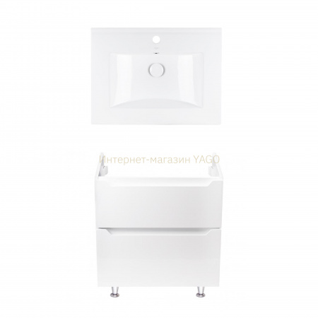 Комплект Qtap тумба підлогова Scorpio 600х825х460 мм White + раковина урізна Albatross QT71SC43951