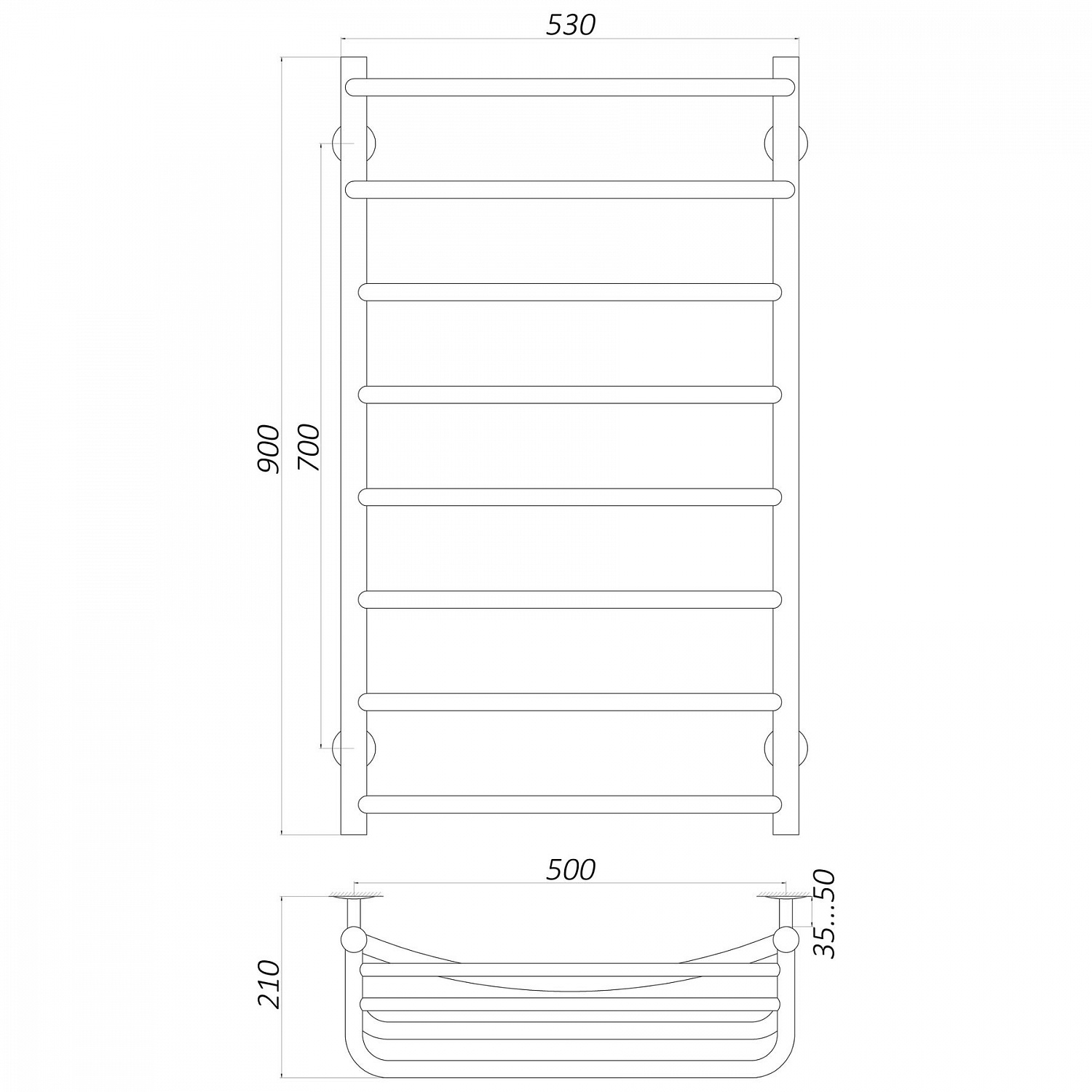 Рушникосушарка UNIO Op ER 900-500-8 Олівія з полицею електро в інтернет-магазині Yago
