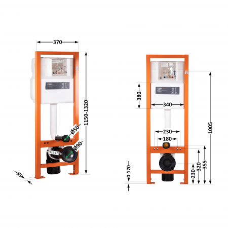 Інсталяція для унітаза Qtap Nest Uni QT0233M370