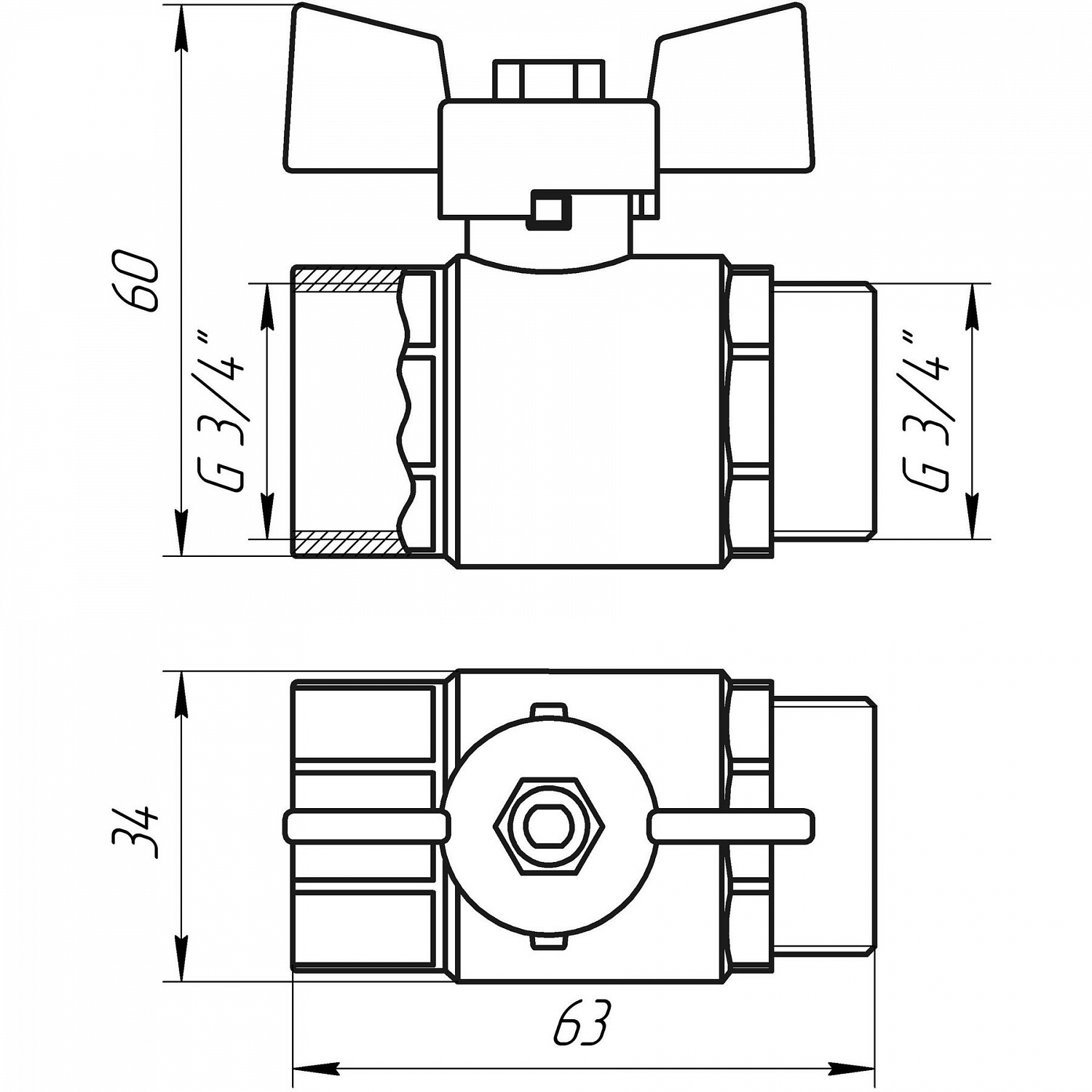 Кран кульовий прямий Q PROFESSIONAL 3/4″ ЗВ ЖБ PN40 QP152 в інтернет-магазині Yago