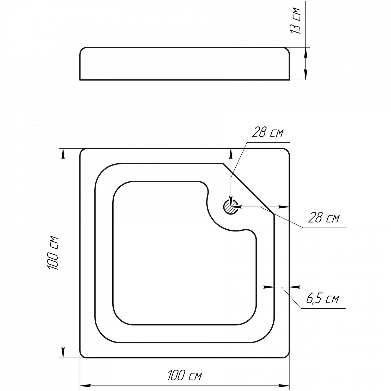 Душовий піддон квадратний BRAVO LUBAWA SL100 (1уп.)