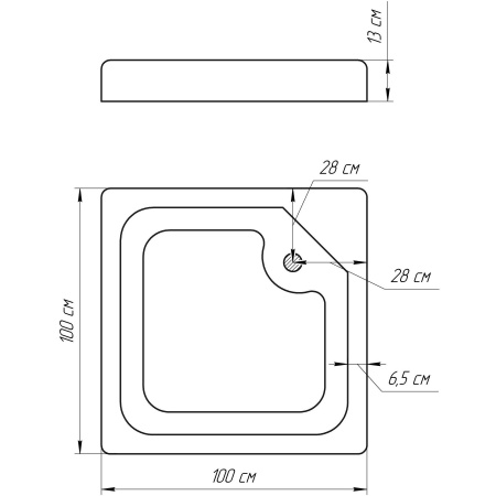 Душовий піддон квадратний BRAVO LUBAWA SL100 (1уп.)