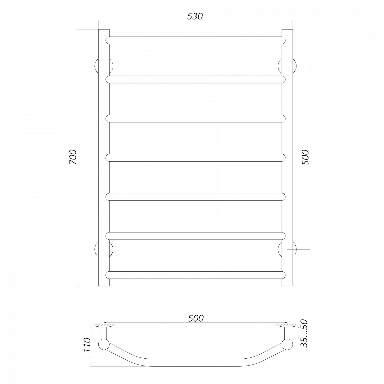 Рушникосушарка UNIO LT ER 700-500-7 Драбинка Трапеція електро в інтернет-магазині Yago