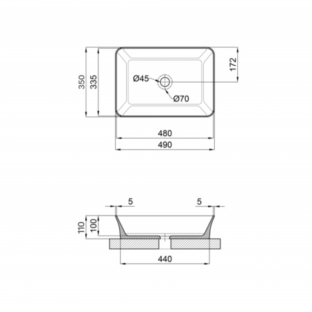 Раковина-чаша Qtap Virgo 490х350х110 White QT18112261WN
