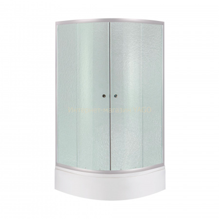 Душова кабіна Latwa SC80x80.SAT.MID.FR полукругла, скло Frost 4 мм + Душовий піддон KAPIELKA ST80x80x26, з панеллю Lidz