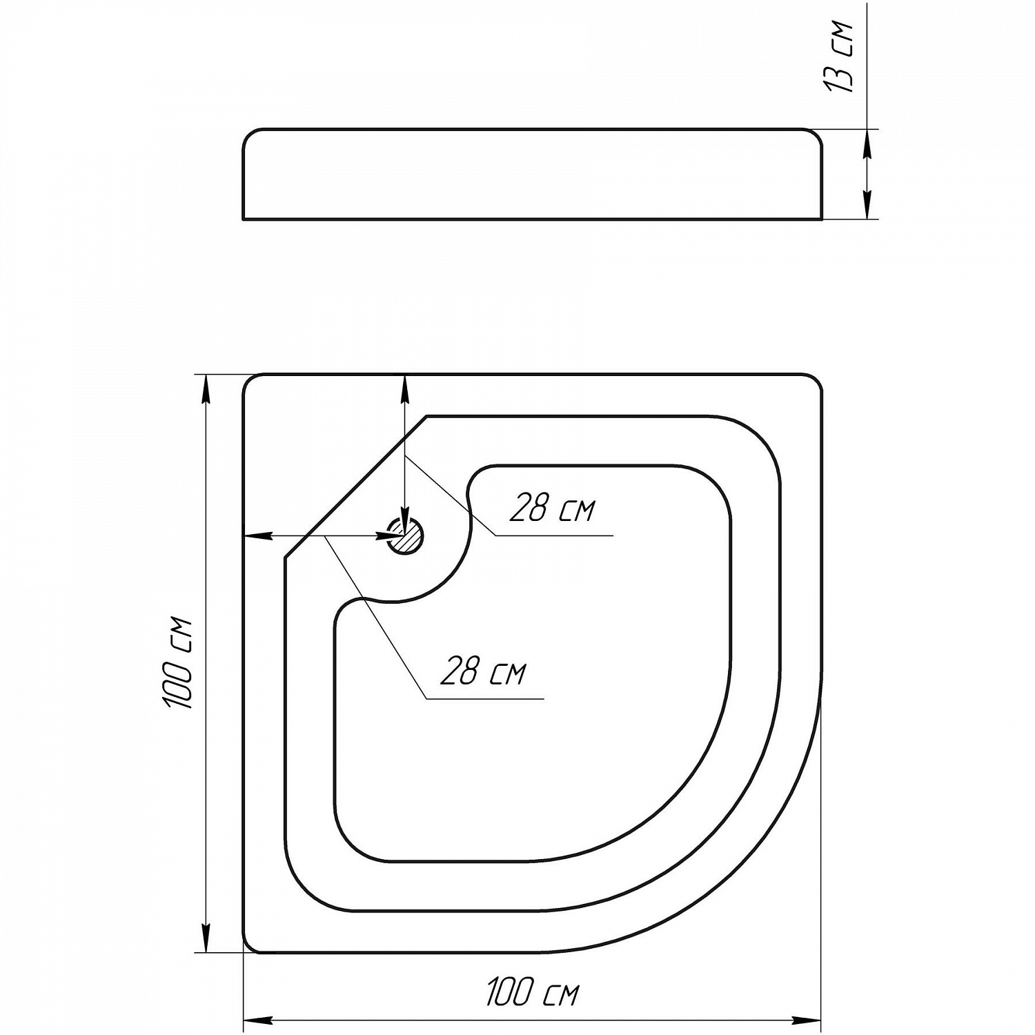 Душовий піддон півкруглий BRAVO NYSA RL100 (1уп.)