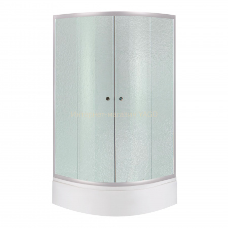 Душова кабіна Latwa SC90x90.SAT.MID.FR полукругла, скло Frost 4 мм + Душовий піддон KAPIELKA ST90x90x26, з панеллю Lidz