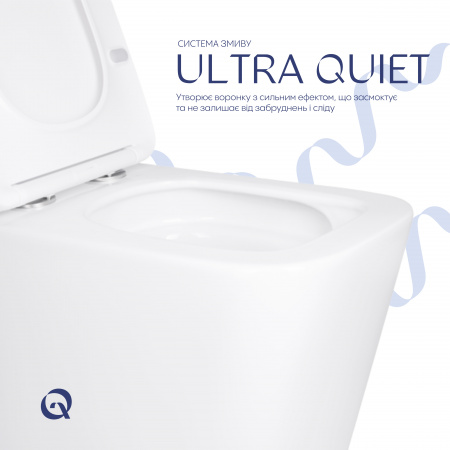 Унітаз підвісний Qtap Tern Ultra Quiet безобідковий з сидінням Soft-close WHITE QT17332303AW