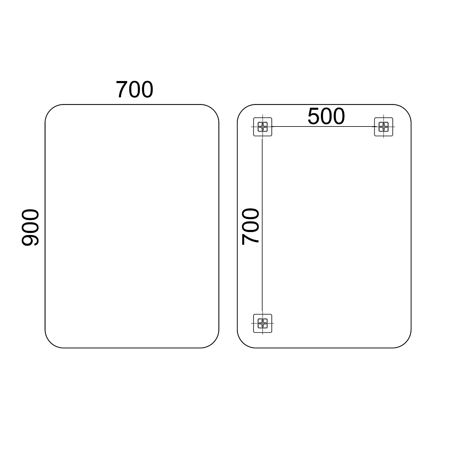 Дзеркало Lidz Nicole 700х900 настінне прямокутне зі завкругленими кутами LD78NI7090