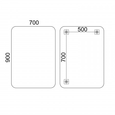 Дзеркало Lidz Nicole 700х900 настінне прямокутне зі завкругленими кутами LD78NI7090