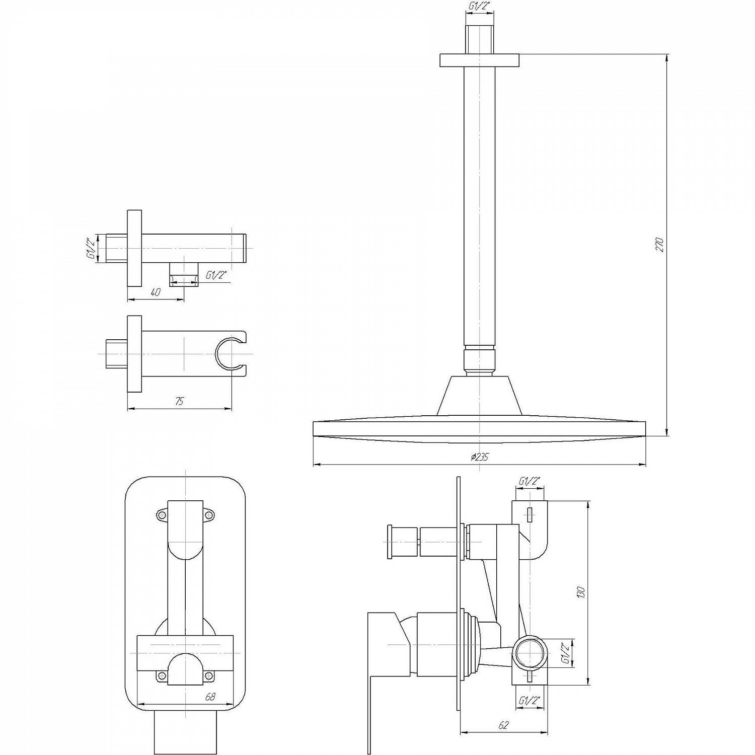 Змішувач для душу вбудований TOPAZ SARDINIA TSG 08205-V-H20