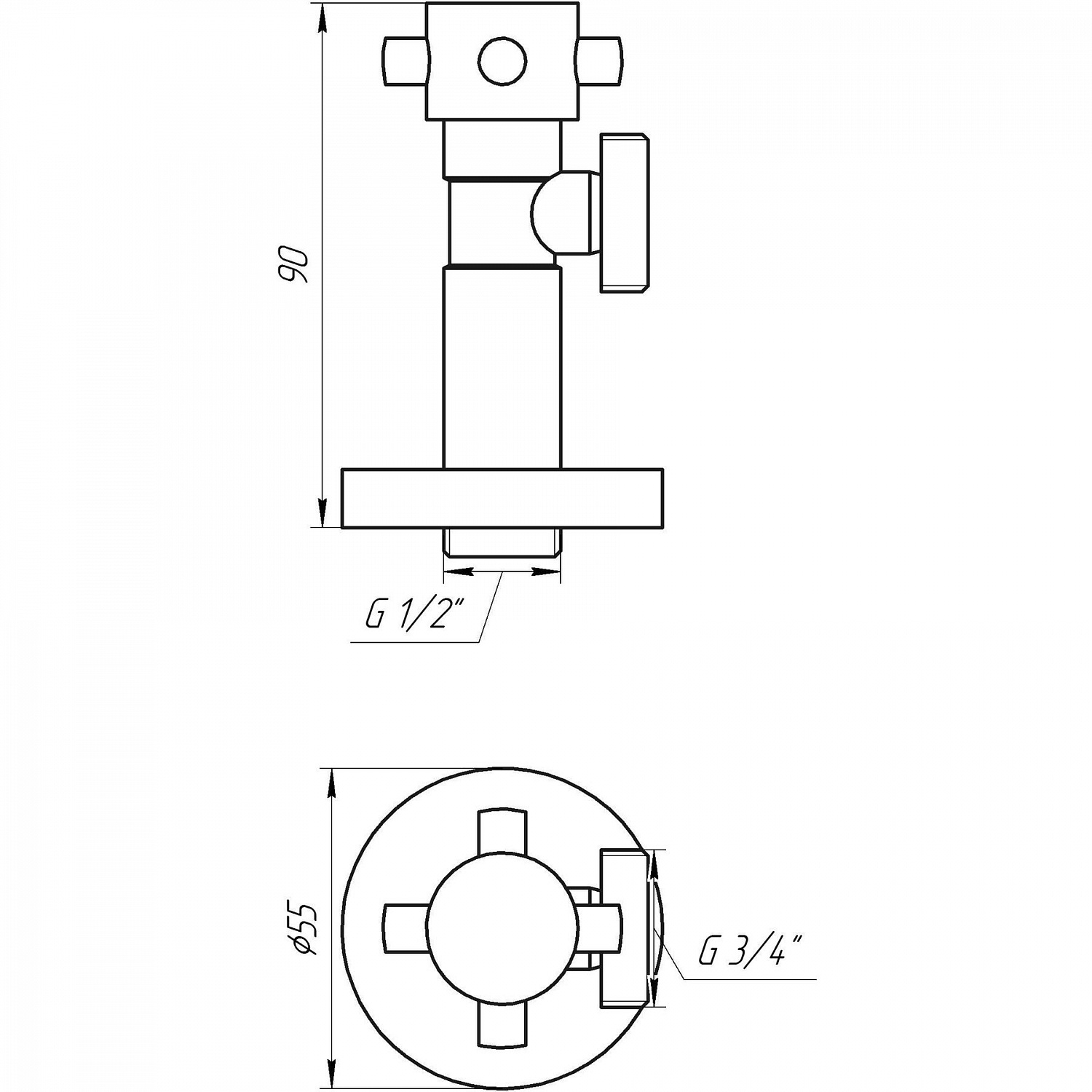 Кран напівобертовий кутовий SOLOMON 1/2″х3/4″ Retro 7077 (2 шт.) в інтернет-магазині Yago