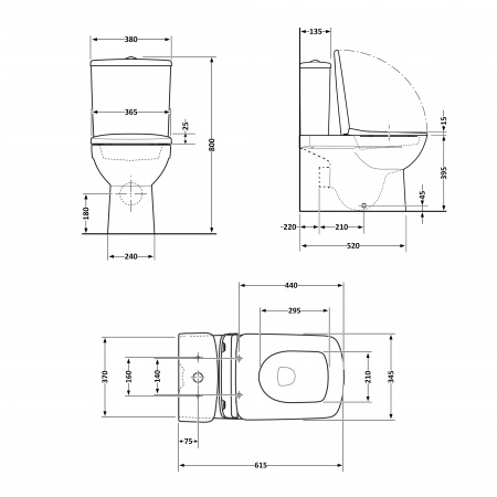 Унітаз підлоговий Qtap Aries Rimless безобідковий з сидінням Soft-close WHITE QT03228302W