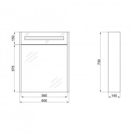 Дзеркальна шафа підвісна Qtap Robin 600х730х145 White з LED-підсвічуванням QT1377ZP6001W