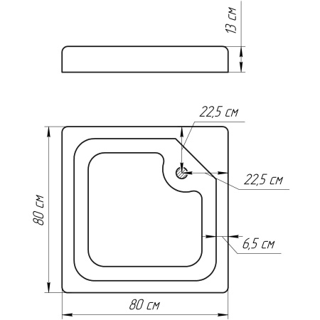 Душовий піддон квадратний BRAVO LUBAWA SL80 (1уп.)