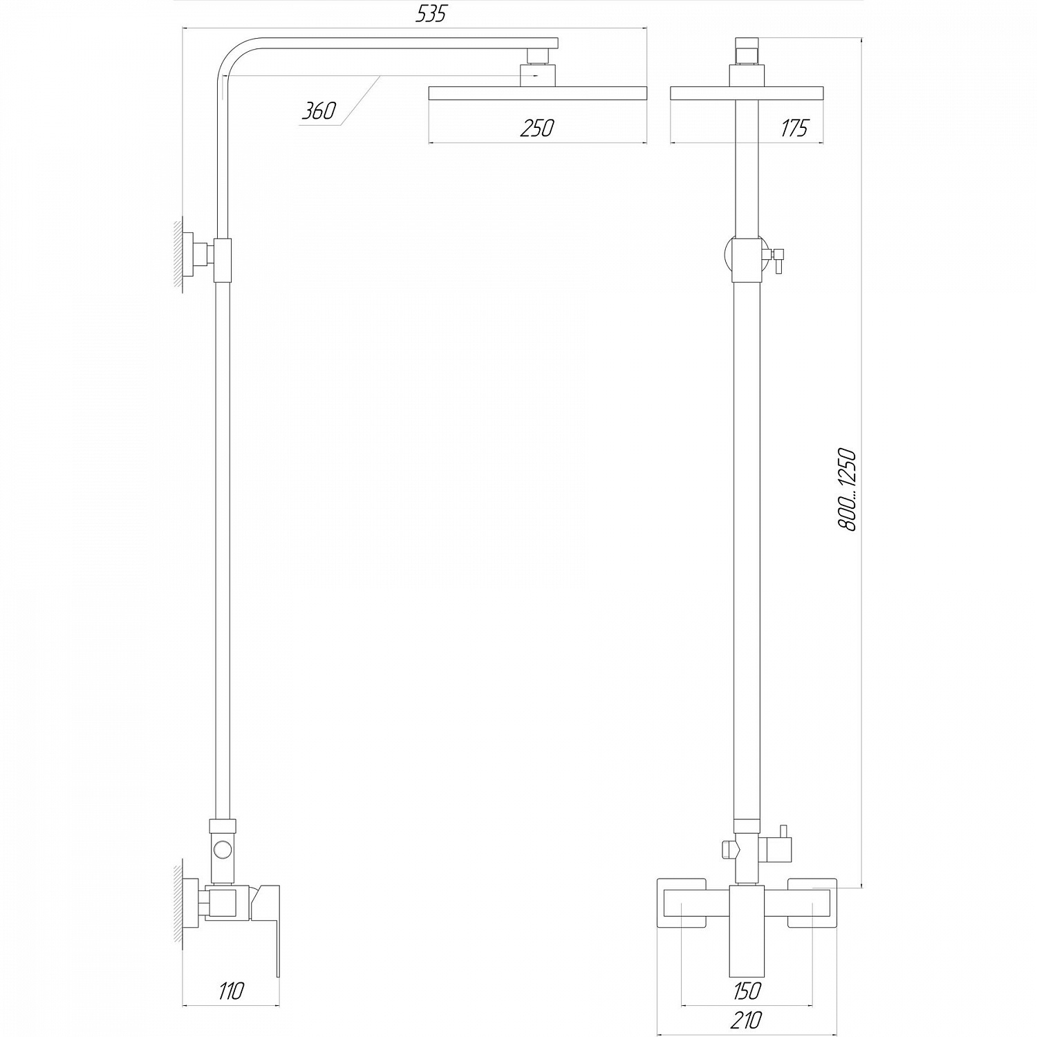 Душова система Globus Lux SICILIA SBQ-SH-125-BB
