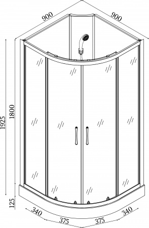Душовий бокс BRAVO SAN L90F без даху (3уп.)