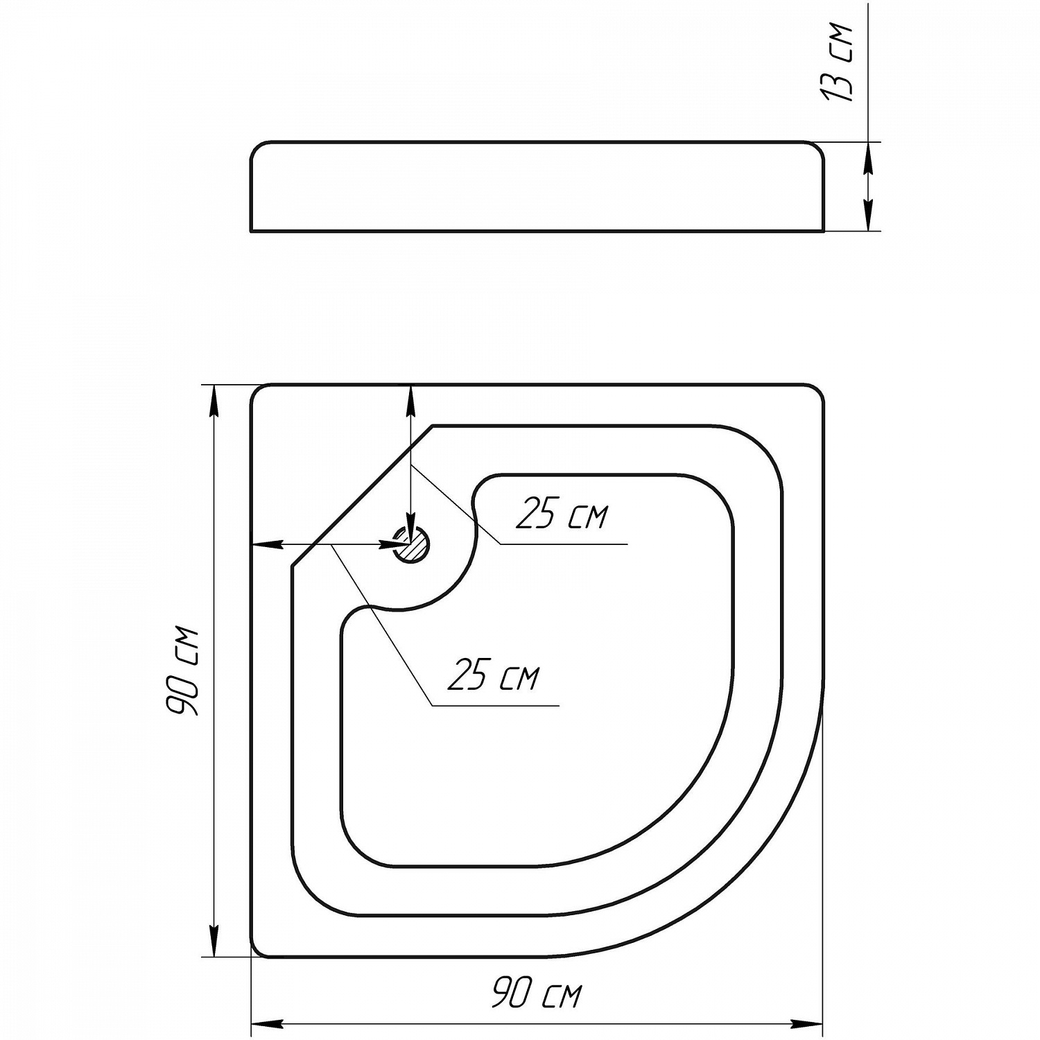 Душовий піддон півкруглий BRAVO NYSA RL90 (1уп.)