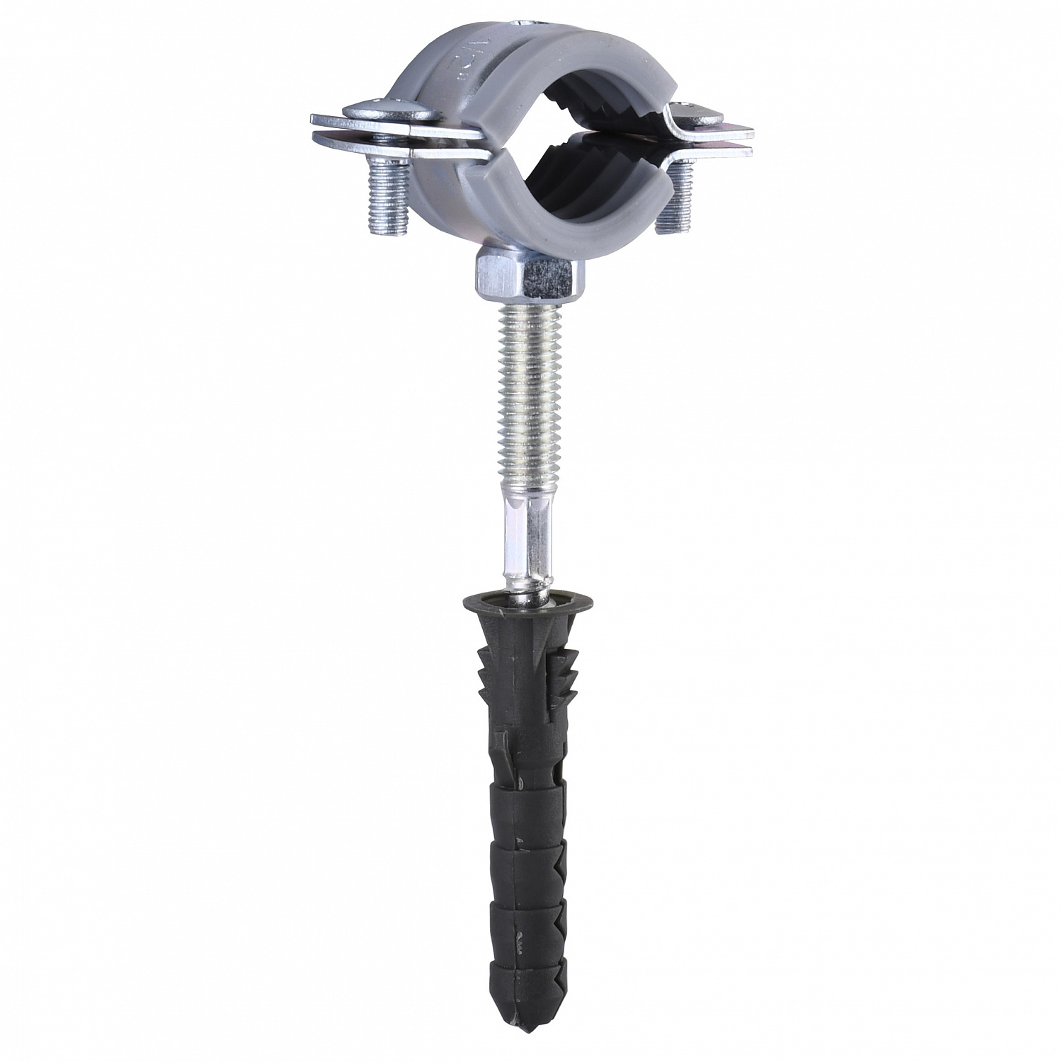 Хомут в зборi CR    1/2″ (20-23мм) з гвинтом-шурупом 8*80 та дюбелем в уп., сірий в інтернет-магазині Yago