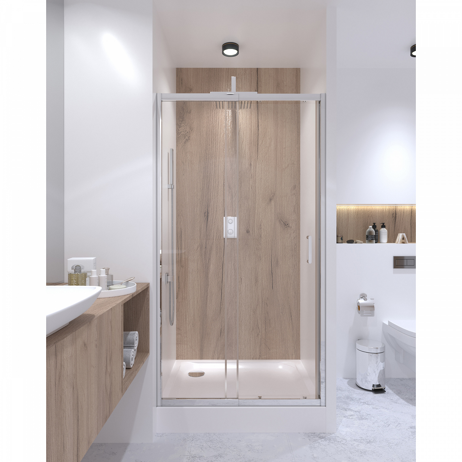 Душові двері в нішу Qtap Taurus CRM201-11.C6 97-108x200 см, скло Clear 6 мм, покриття CalcLess