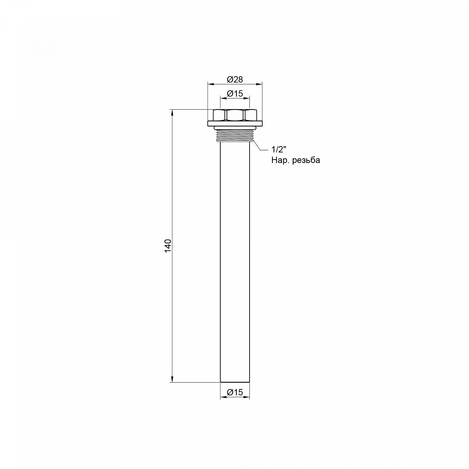 Штуцер для виносного давача SD Plus 140х13х1/2" SD256W15