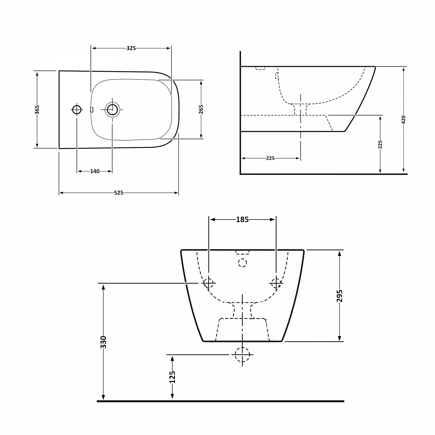Біде підвісне Qtap Crow 520х360х290 White QT05555370W