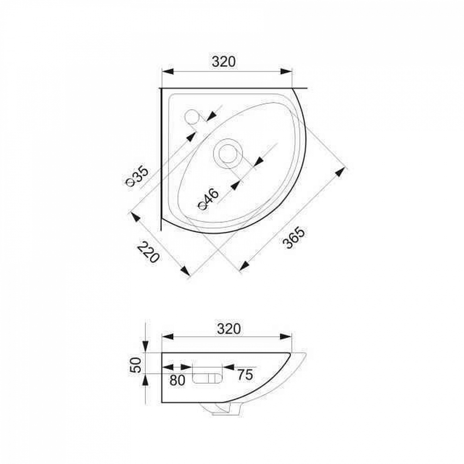 Умивальник кутовий Cersanit SIGMA 35