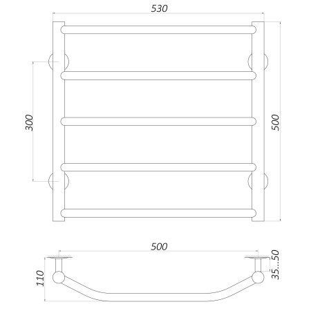 Рушникосушарка UNIO LT ER 500-500-5 Драбинка Трапеція електро в інтернет-магазині Yago
