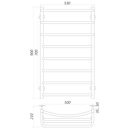 Рушникосушарка UNIO LКD W 900-500-8 Драбинка Каскад Дуга вода в інтернет-магазині Yago
