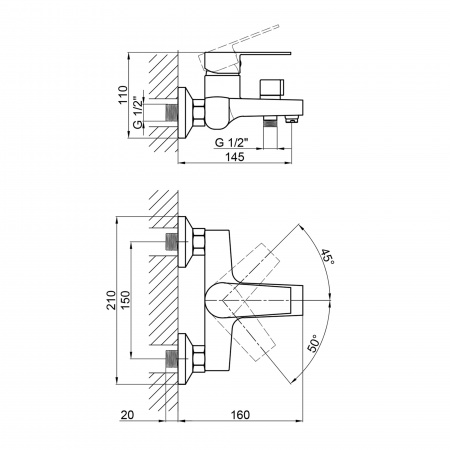 Змішувач для ванни Brinex 35B 006N