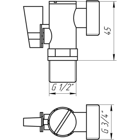 Кран кульовий кутовий з фільтром SOLOMON 1/2″x3/4″ А7041(7043) в інтернет-магазині Yago