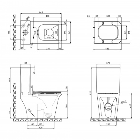 Бачок для унітаза Qtap Kalao QT08221213AW1