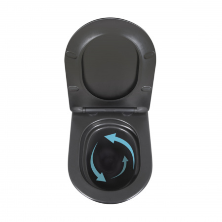 Унітаз підвісний Qtap Robin New Ultra Quiet безобідковий з сидінням Soft-close MATT BLACK QT13332381АSMB