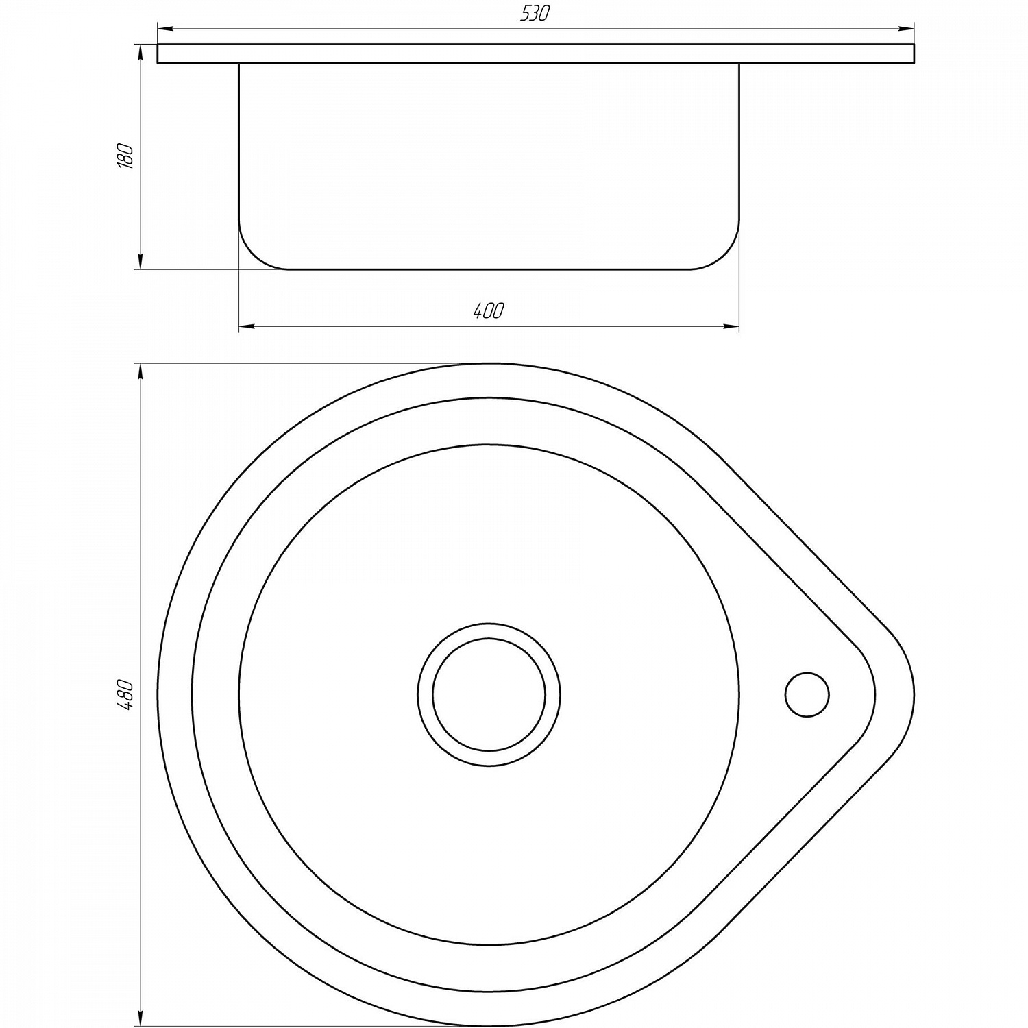 Мийка кухонна врiзна кругла 530х180 Polish MR 530 P Mira