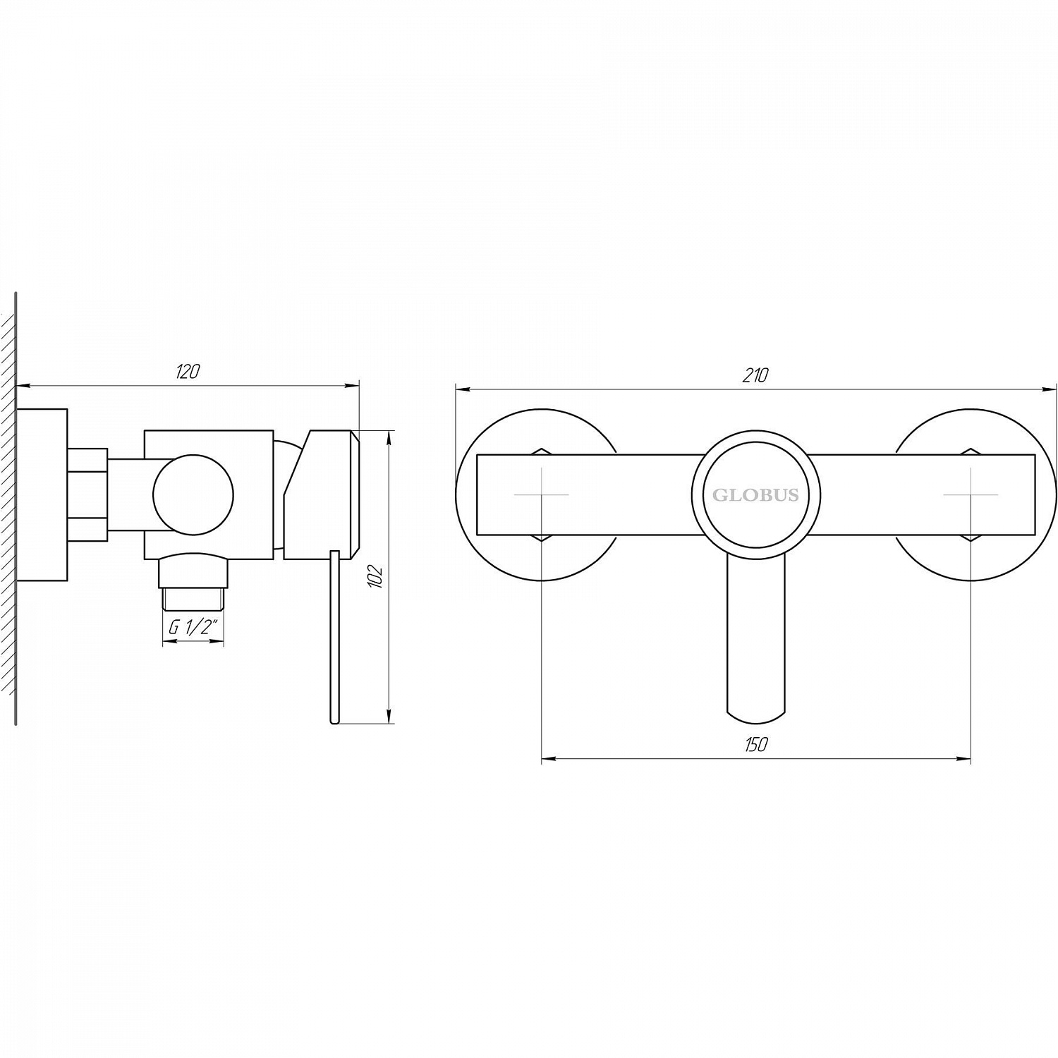 Змішувач для душу Globus Lux WIEN SBT2-105