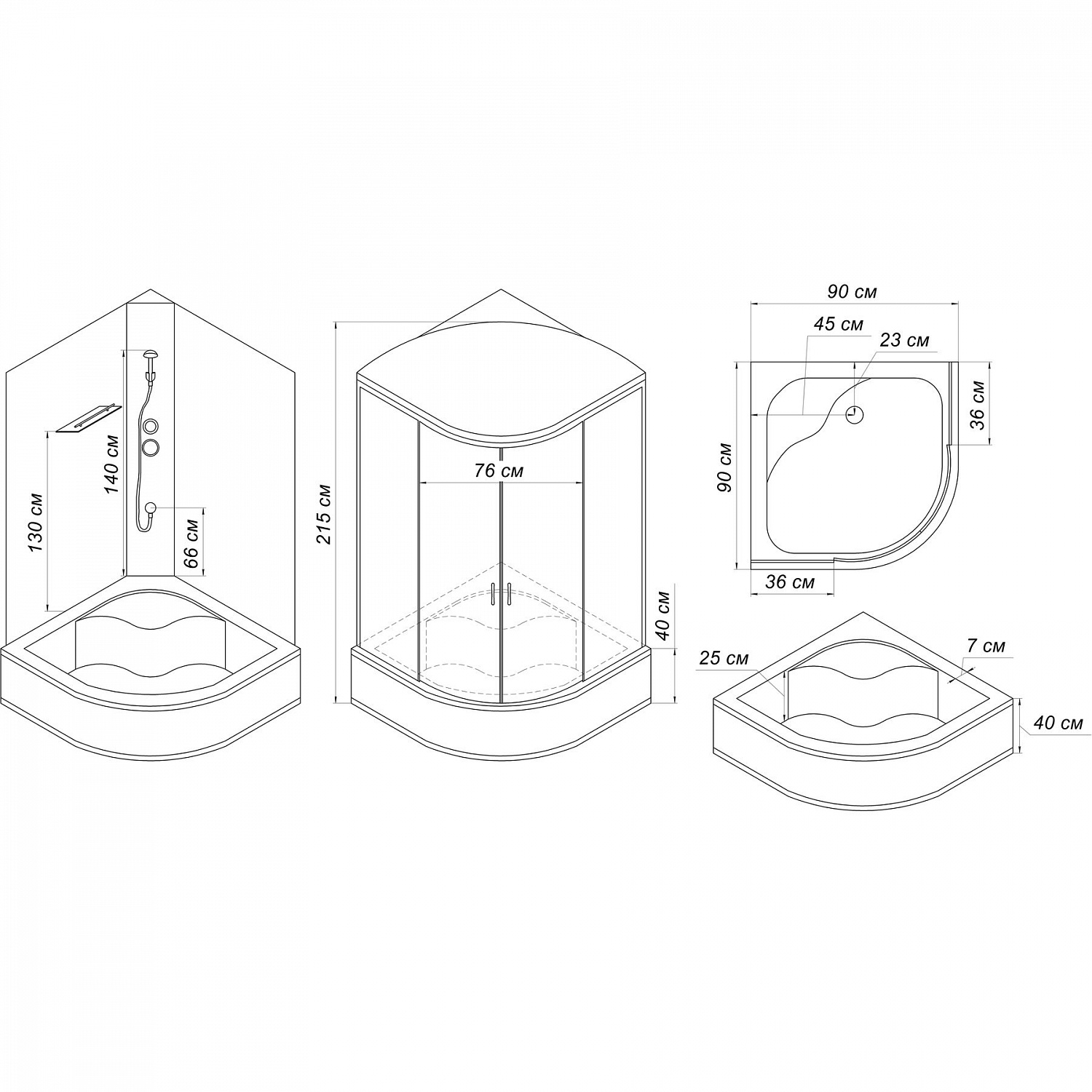 Душовий бокс BRAVO BUG H90F (3уп.)