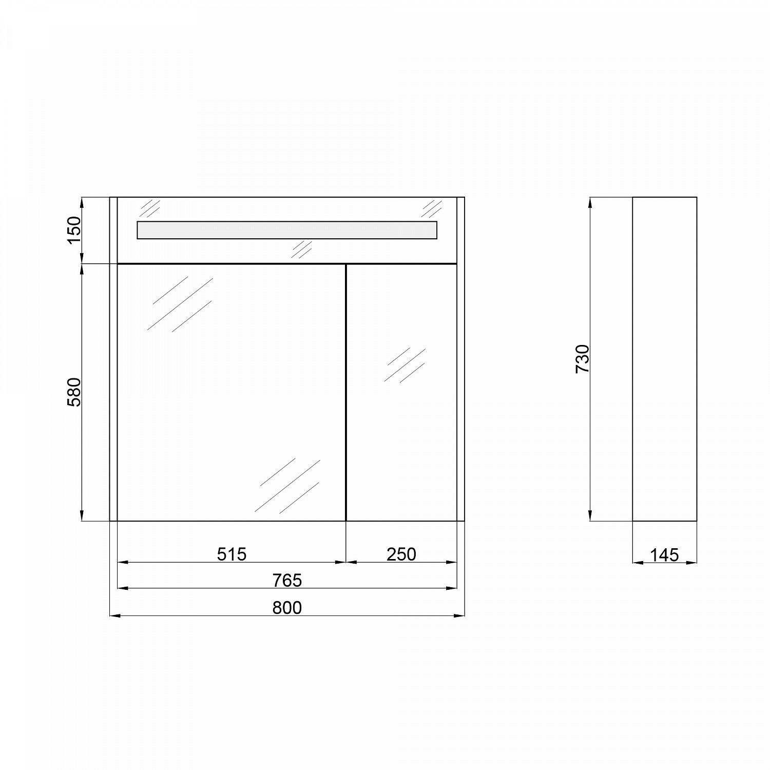 Дзеркальна шафа підвісна Qtap Robin 800х730х145 Graphite з LED-підсвічуванням QT1377ZP8002G