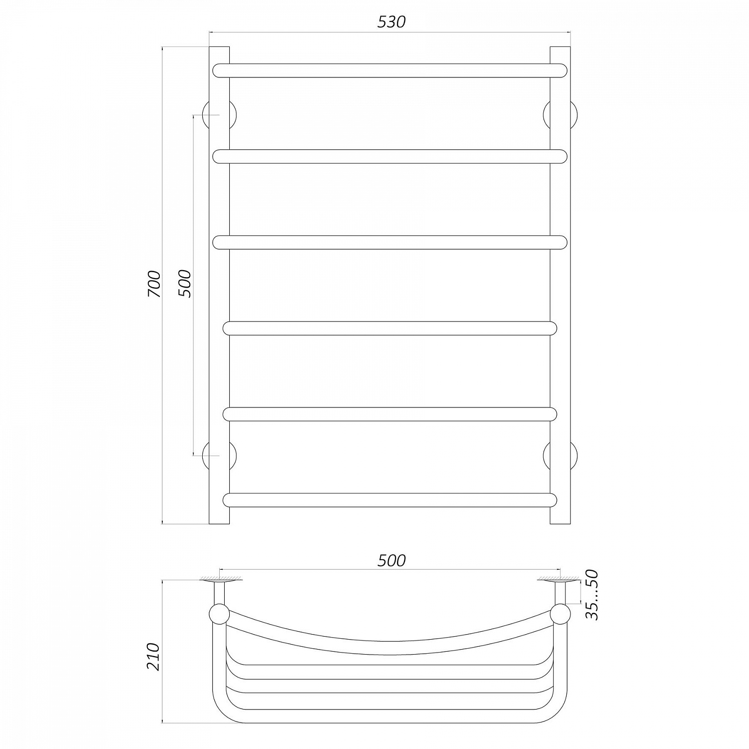 Рушникосушарка UNIO LКD W 700-500-6 Драбинка Каскад Дуга вода в інтернет-магазині Yago