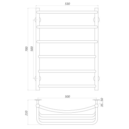 Рушникосушарка UNIO LКD W 700-500-6 Драбинка Каскад Дуга вода в інтернет-магазині Yago