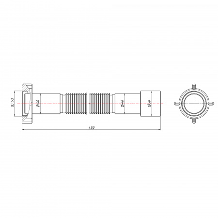 Гнучка труба Lidz (WHI) 60 01 G002 01 з накидною гайкою 1 1/2" довжина 1200 мм