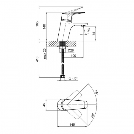 Змішувач для раковини Lidz Gloria 001F (k35) LDGLO001FCRM35116 Chrome