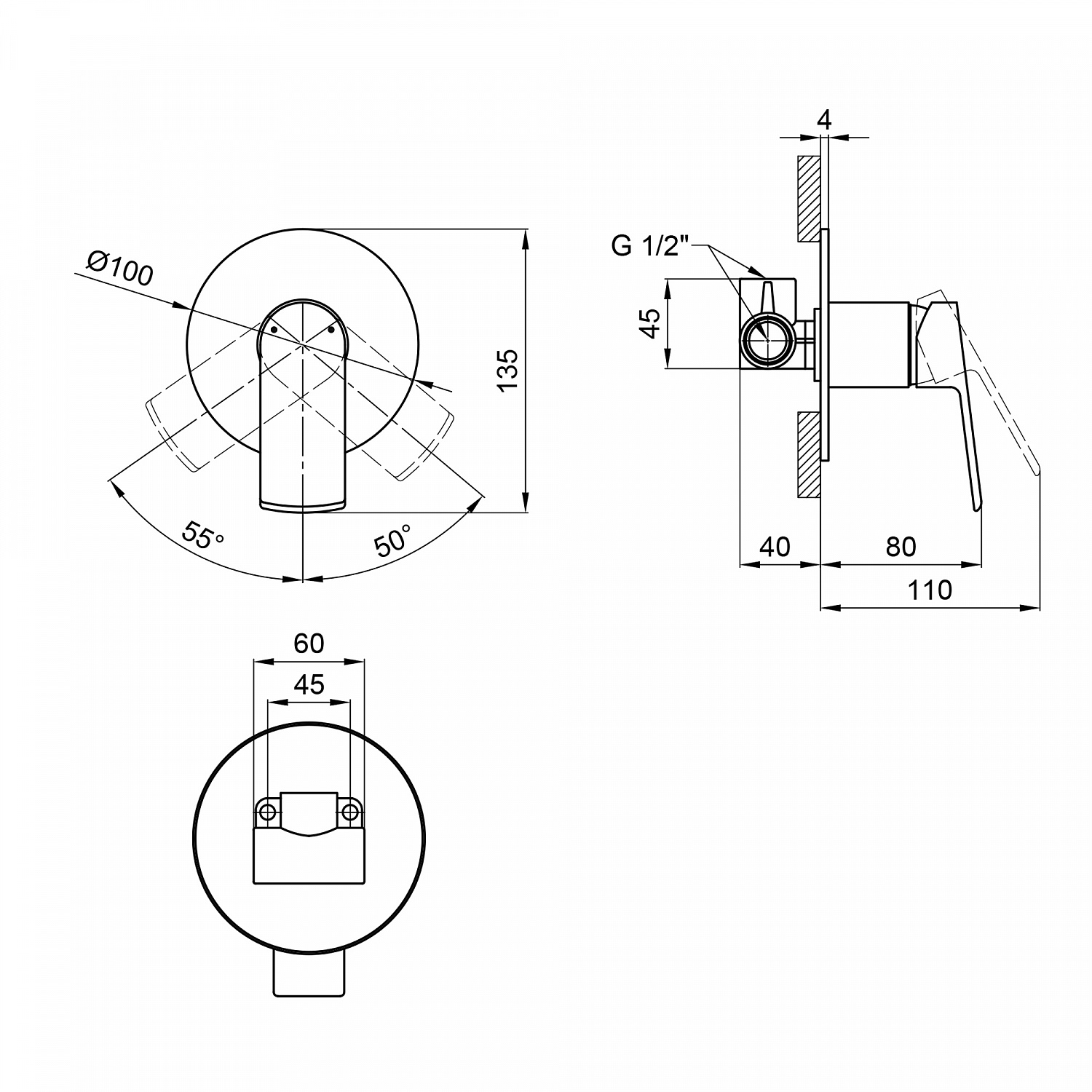 Змішувач для душу Qtap Kralovice прихованого монтажу QTKRL6029103C Chrome