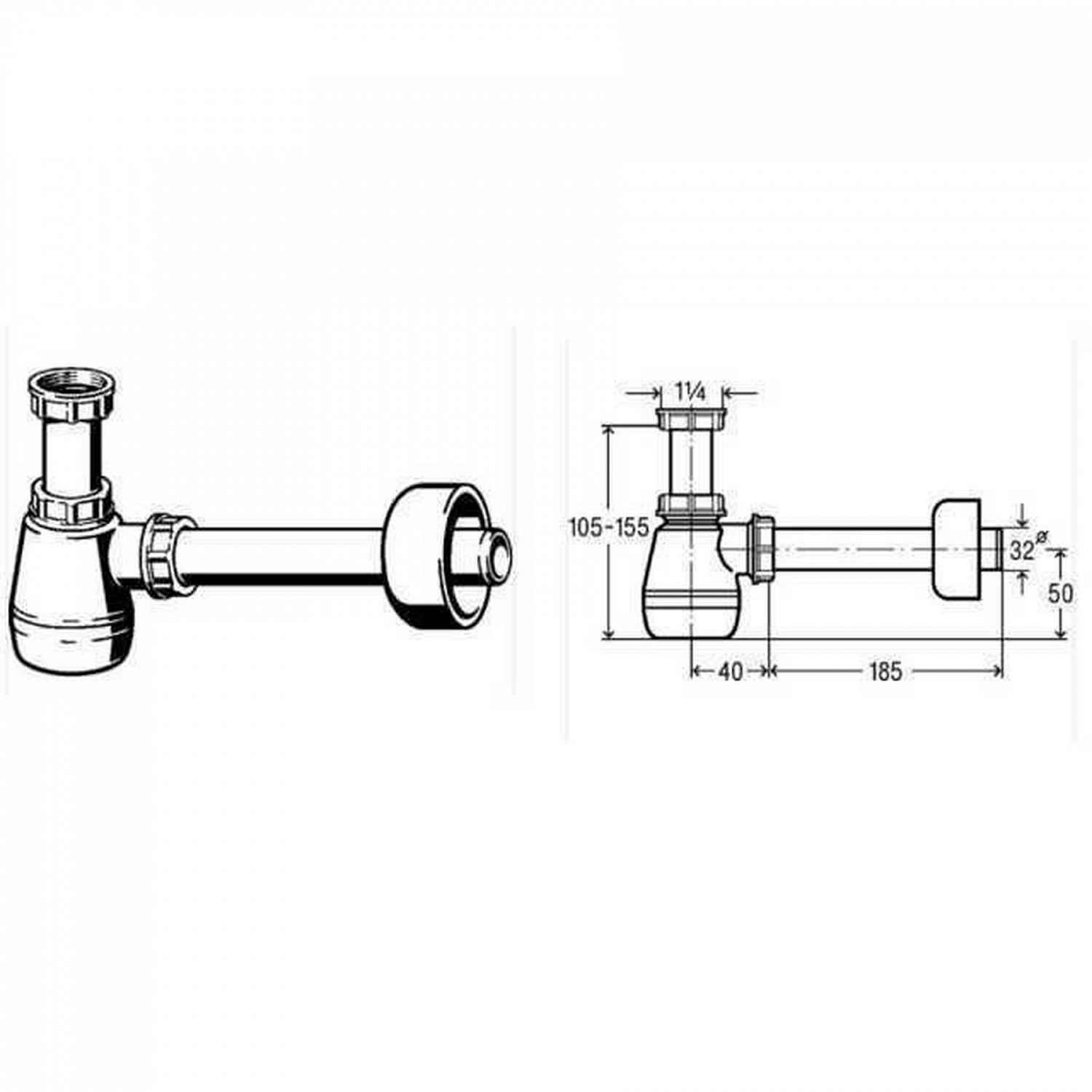 Сифон для біде VIEGA 1 1/4″х1 1/4″ пластик бутил. б/г 120337