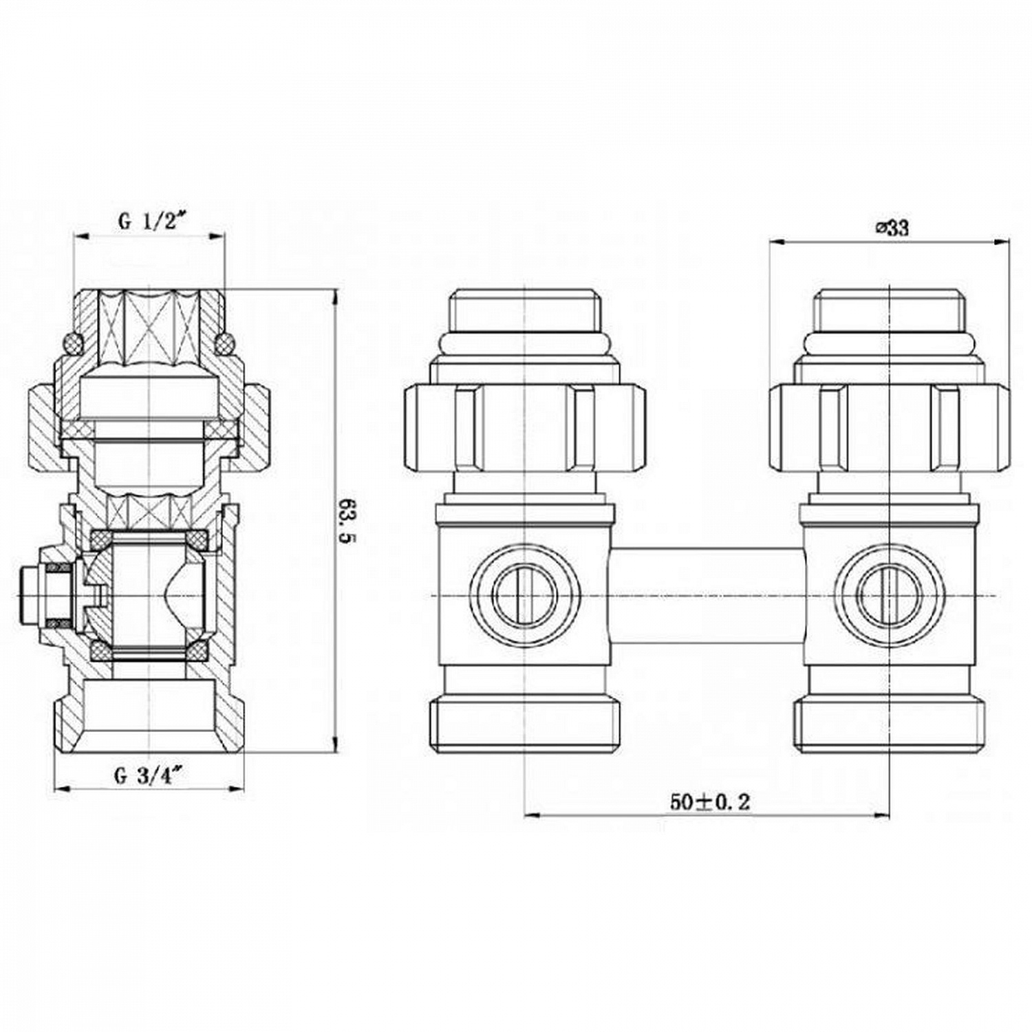 Вузол нижнього підключення панельного радіатора ECO Technology ECO5103 прямий кульовий 3/4″ в інтернет-магазині Yago