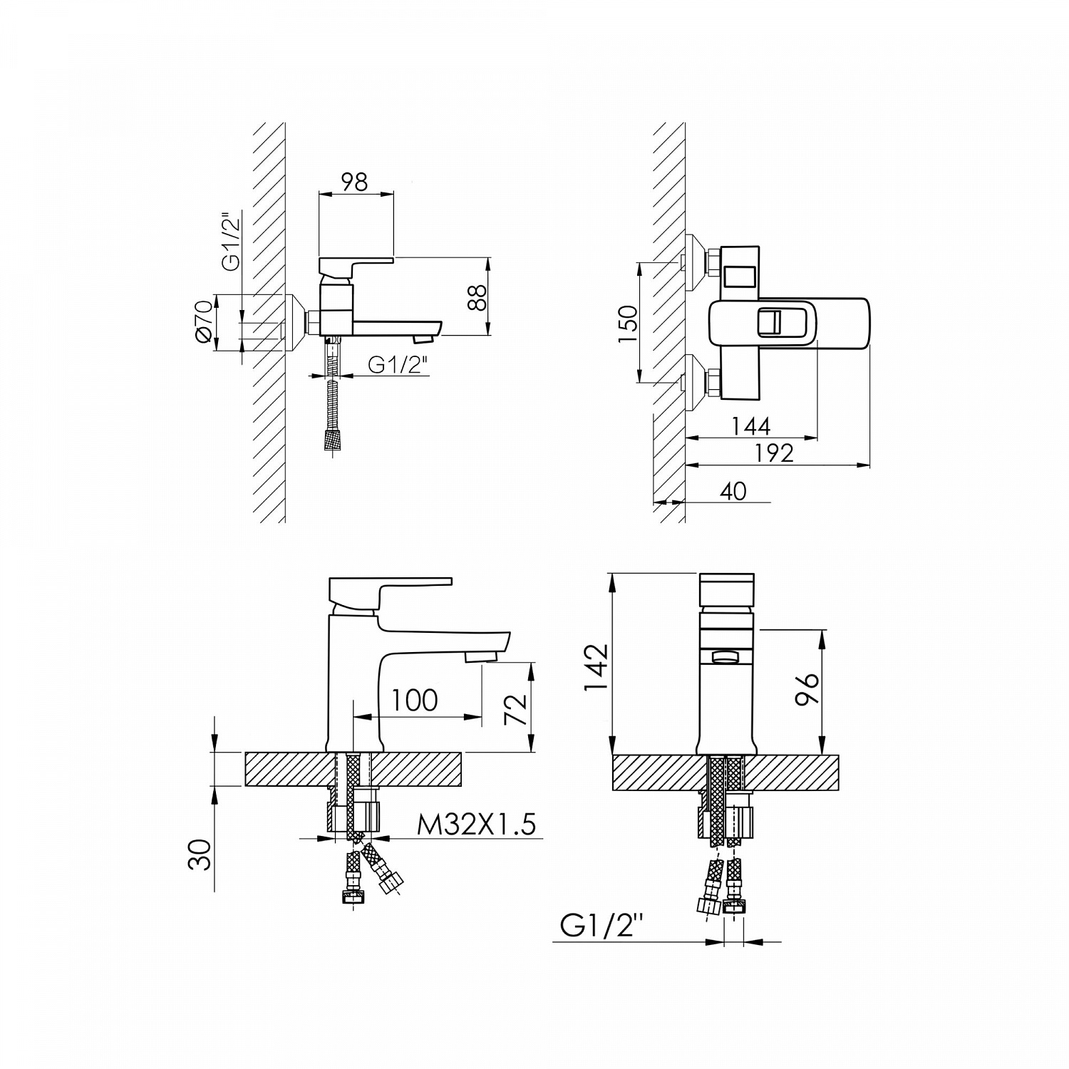 Набір змішувачів Wawel 001 + Wawel 006 Chrome