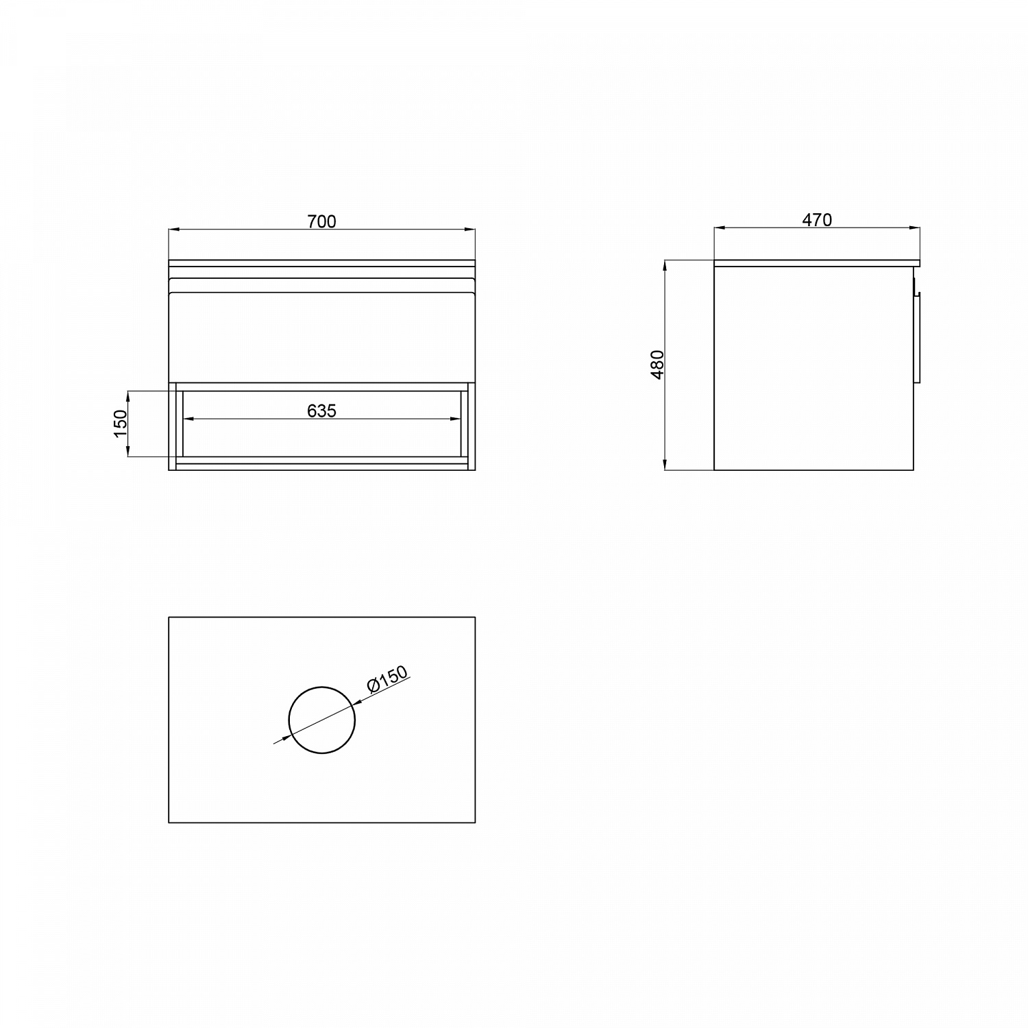 Тумба підвісна Qtap Robin 700х476х437 Graphite/Whitish oak зі стільницею QT1379TPН7002GWO