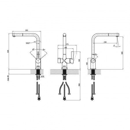 Змішувач для кухні Qtap Kuchyne 92107FC з підключенням до фільтра