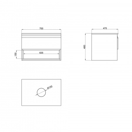 Тумба підвісна Qtap Robin 700х476х437 Graphite/Whitish oak зі стільницею QT1379TPН7002GWO